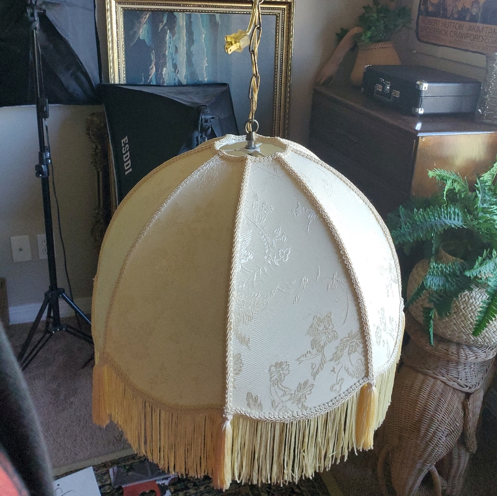 Vintage Boudoir Fringed Fabric Swag Lamp Victorian style